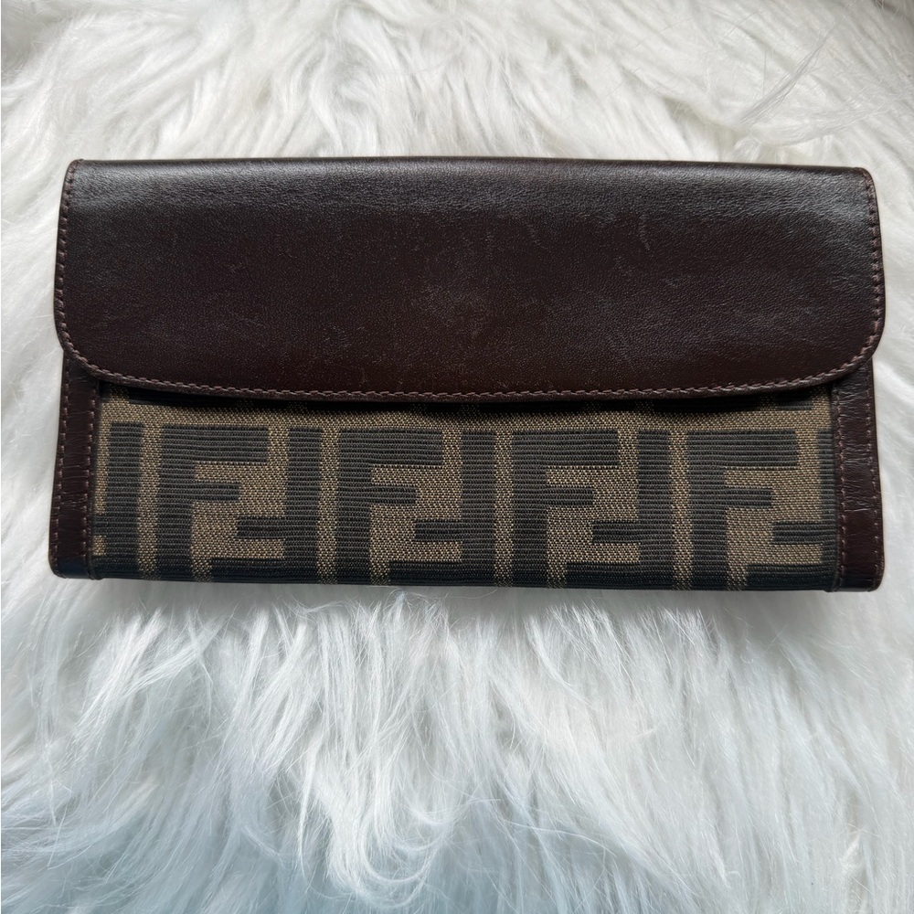 Fendi Brown & Tan Zucca Continental Wallet
